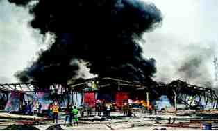 The fire at Rida National Plastics Company Ltd., Lagos, yesterday